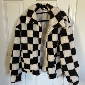Fluffy checkered jacket
